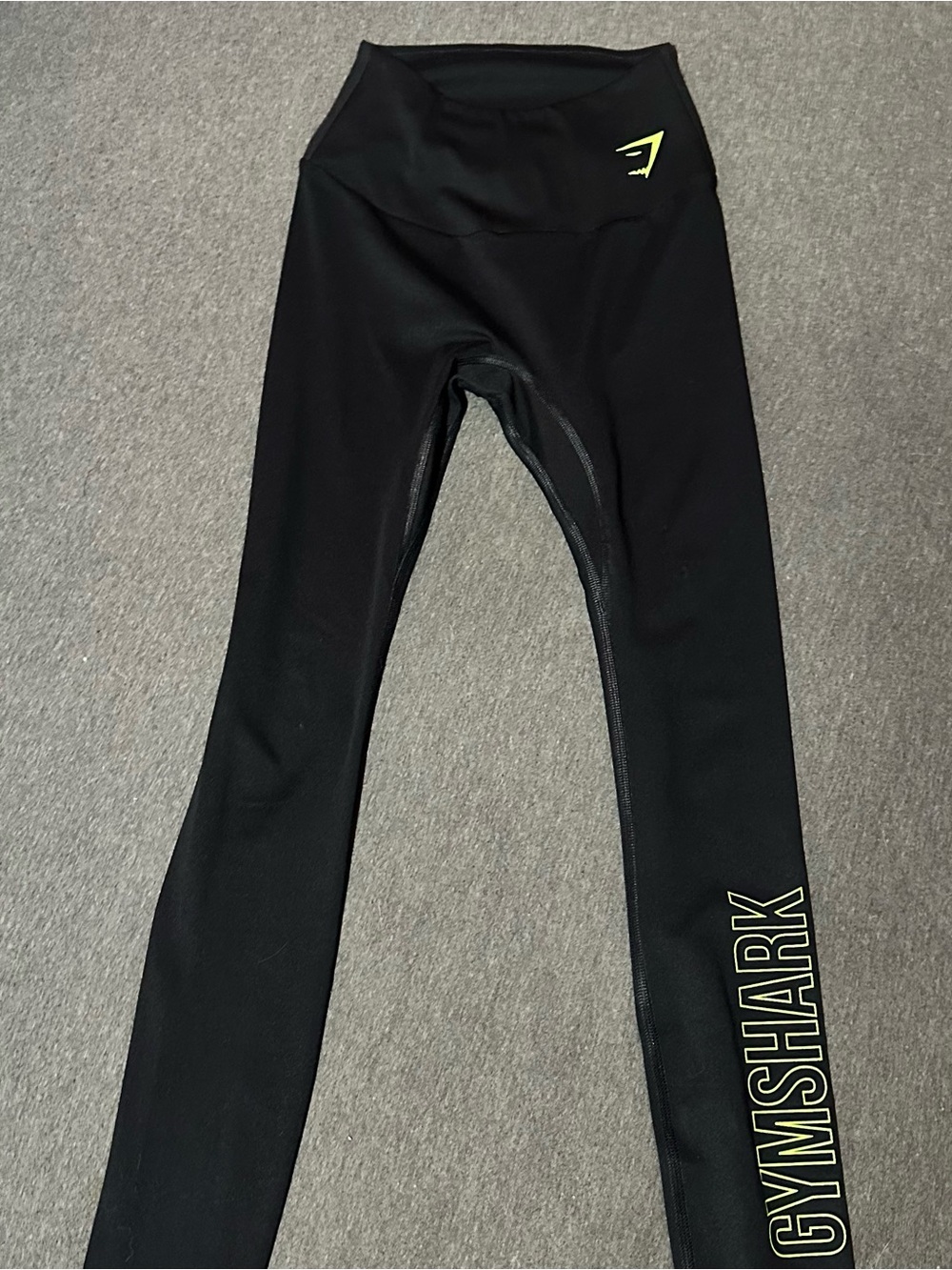 Gymshark Black Leggings with Neon Yellow Logo